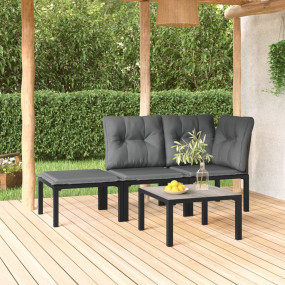 Patio Lounge Set Black and Grey