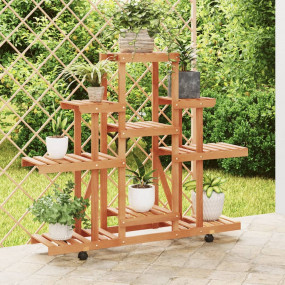Flower Stand With Wheels Natural wood Solid Fir Wood