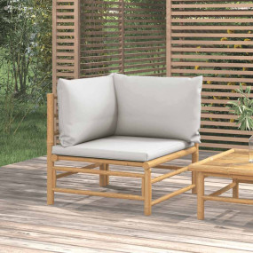 Garden Corner Sofa Light gray Bamboo Medium Modular Cor...