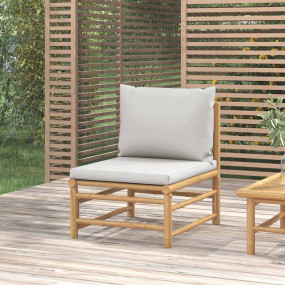 Garden Middle Sofa Light Grey Bamboo, Fabric (100% poly...