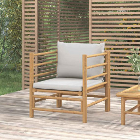 Garden Sofa Light grey, Natural bamboo Bamboo, 100% Pol...