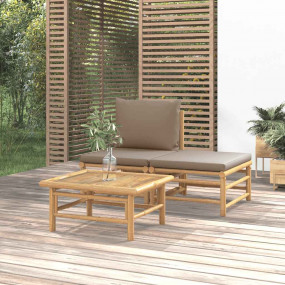 Garden Lounge Set Taupe Bamboo Large Modular Garden Lou...