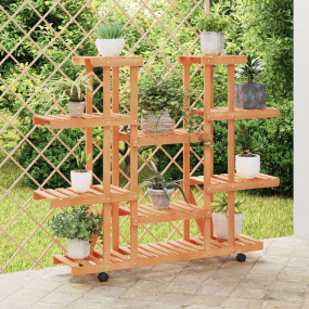Flower Stand With Wheels Brown Solid fir wood Multi-tie...