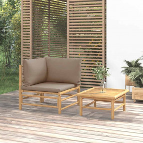Garden Lounge Set Taupe Bamboo, Polyester Medium Modula...
