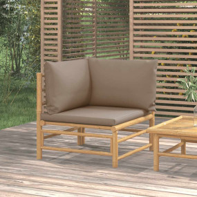Garden Corner Sofa Taupe Bamboo with taupe polyester cu...