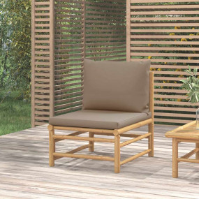 Garden Middle Sofa Taupe Bamboo, Polyester Modular