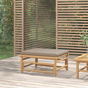 Garden Footstool Taupe Bamboo, Fabric (100% polyester) ...