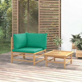 Garden Lounge Set Green Bamboo, Polyester Medium Modula...