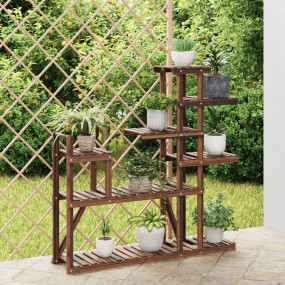 Flower Stand Carbonized brown Carbonized solid fir wood...