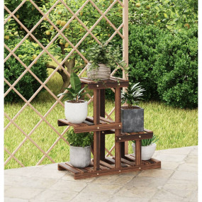 Flower Stand Carbonized Brown Carbonized Solid Fir Wood...
