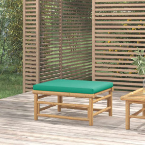 Garden Footstool Natural Bamboo, Green Bamboo, Polyeste...