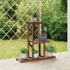 Flower Stand Carbonized brown Carbonized solid fir wood...