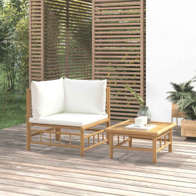 Garden Lounge Set Bamboo, Cream White Bamboo, 100% poly...