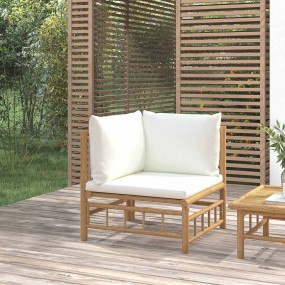 Garden Corner Sofa Cream White Bamboo 1-2 Seater Modula...
