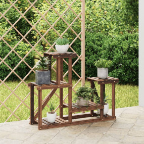 Flower Stand Carbonized Brown Carbonized Solid Fir Wood...
