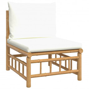 Garden Middle Sofa Bamboo with Cream White Cushions