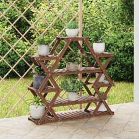 Flower Stand Carbonized brown Carbonized solid fir wood...