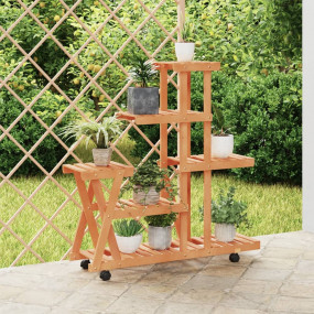 Flower Stand With Wheels Wood Solid Fir Wood Tall