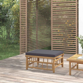 Garden Footstool Natural finish bamboo, Dark gray cushi...