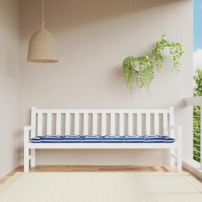 Garden Bench Cushion Blue and White Polyester Standard