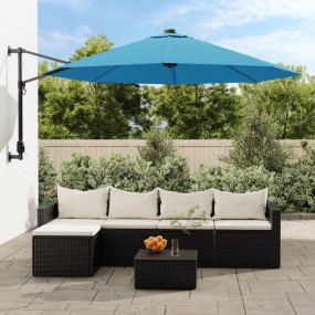 Garden Parasol Sea Blue Polyester, Aluminum 114.2 inch ...