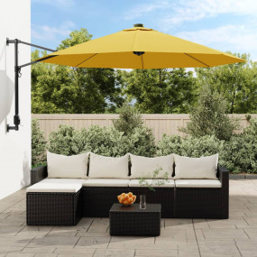 Garden Parasol Yellow Aluminum 114.2 in Tiltable Garden...