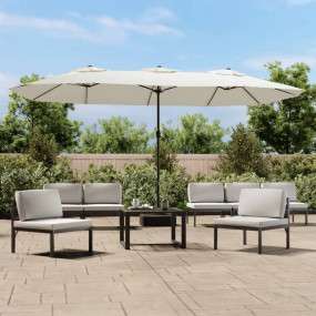 Garden Parasol Sand White Polyester Large Garden Paraso...