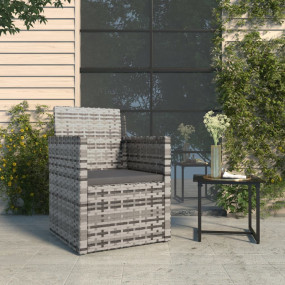 Garden Armchair Grey PE rattan, Powder-Coated Steel