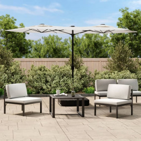 Garden Parasol Sand White Powder-coated Iron Large Coll...