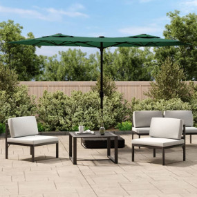 Garden Parasol Green Polyester Double-Head Foldable