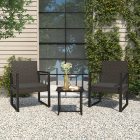 Garden Armchair Black Poly Rattan Standard Durable Armc...