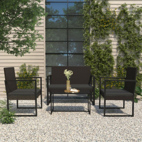 Garden Bench Black PE rattan Medium Durable Garden Benc...