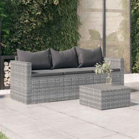 3-seater Garden Sofa Grey Poly Rattan 3-Seater Modular