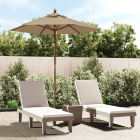 Garden Parasol Taupe Polyester, Solid hardwood Medium C...