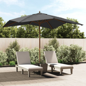 Garden Parasol Anthracite Polyester, Solid hardwood, La...