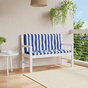 Garden Bench Cushion Set of 2 Blue and White Stripe