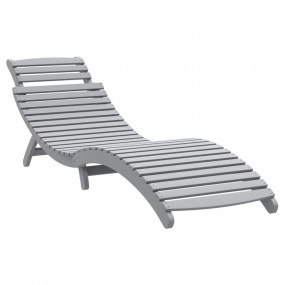 Sun Lounger Grey Solid Acacia Wood Standard Foldable