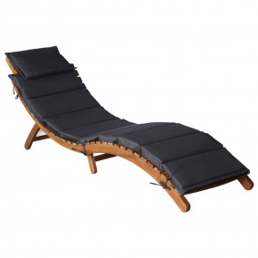 Sun Lounger Dark Grey Solid acacia wood Medium  Foldabl...