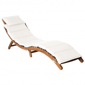 Sun Lounger Cream Solid acacia wood, Polyester Standard
