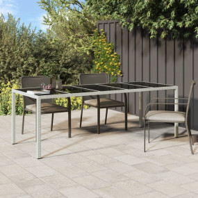Garden Table White Poly Rattan Large Adjustable Feet