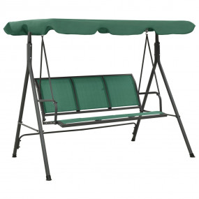 Garden Swing Bench Green Textilene 3 Seater Adjustable ...