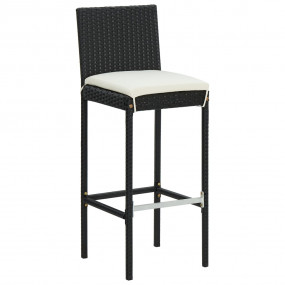 Bar Stool Set of 6 Black PE Rattan Counter Height Footr...