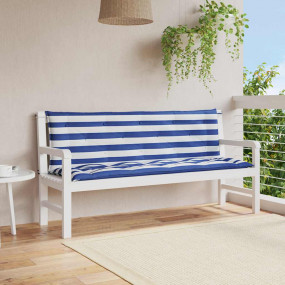 Garden Bench Cushion Set of 2 Blue and White Stripe 100...