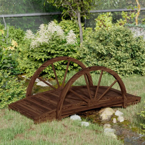 Garden Bridge Burnt Finish Solid fir wood 39.0x19.7x15....