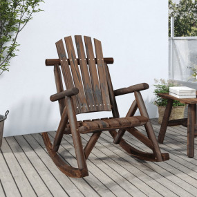 Garden Rocking Chair Burned Wood Finish Solid Spruce Wo...