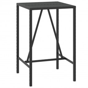 Bar Table With Glass Top Black Poly Rattan Tall Modern