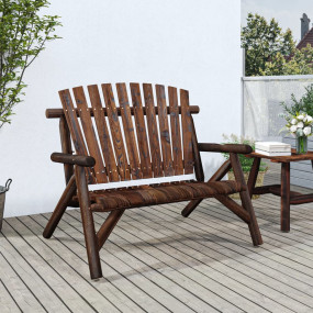 Garden Bench Burned Wood Solid spruce wood Medium Durab...