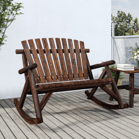 Garden Rocking Bench Burned look Solid spruce wood 2-Se...