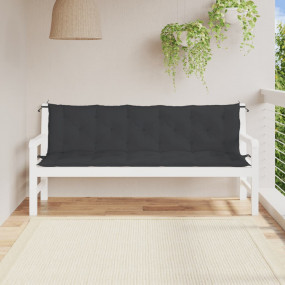 Garden Bench Cushion Set of 2 Black Oxford fabric, Holl...