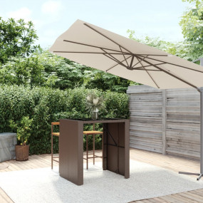 Bar Table With Glass Top Brown, Black